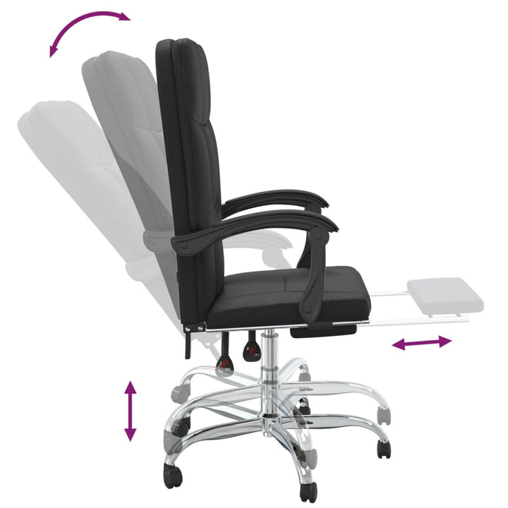 vidaXL Reclining Office Chair Black Faux Leather-6