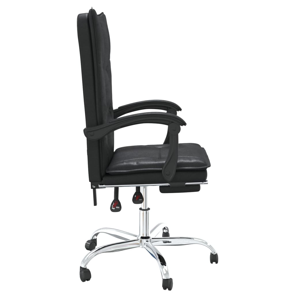 vidaXL Reclining Office Chair Black Faux Leather-2