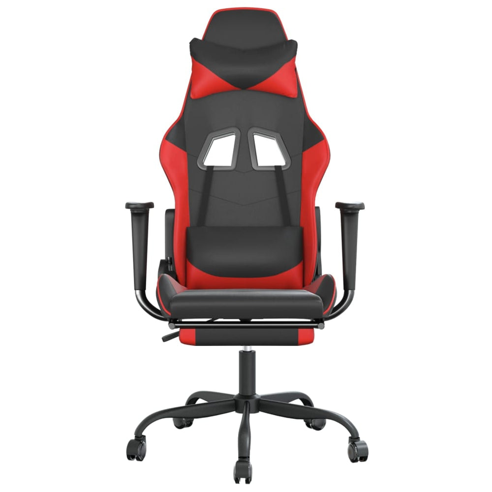 vidaXL Gaming Chair with Footrest Black and Red Faux Leather-1