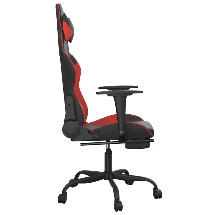 vidaXL Gaming Chair with Footrest Black and Red Faux Leather-2