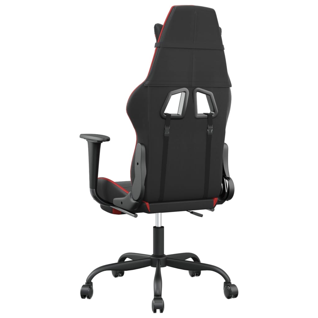 vidaXL Gaming Chair with Footrest Black and Red Faux Leather-3