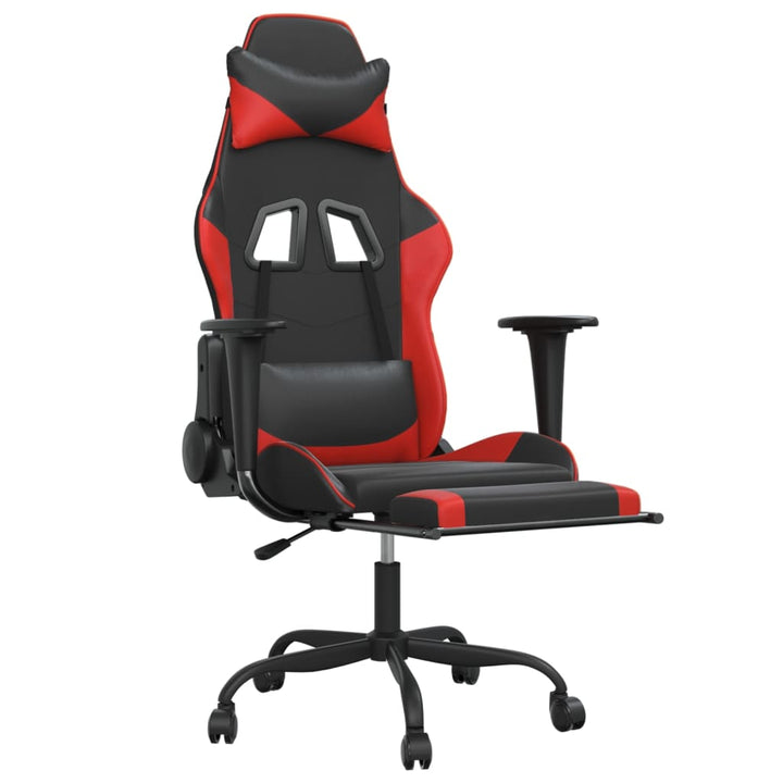 vidaXL Gaming Chair with Footrest Black and Red Faux Leather-4