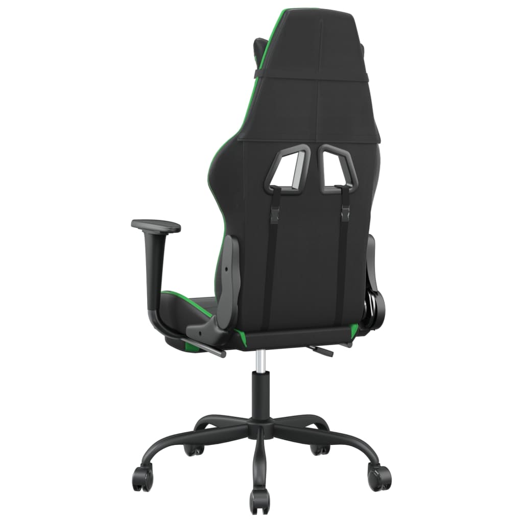 vidaXL Gaming Chair with Footrest Black and Green Faux Leather-3