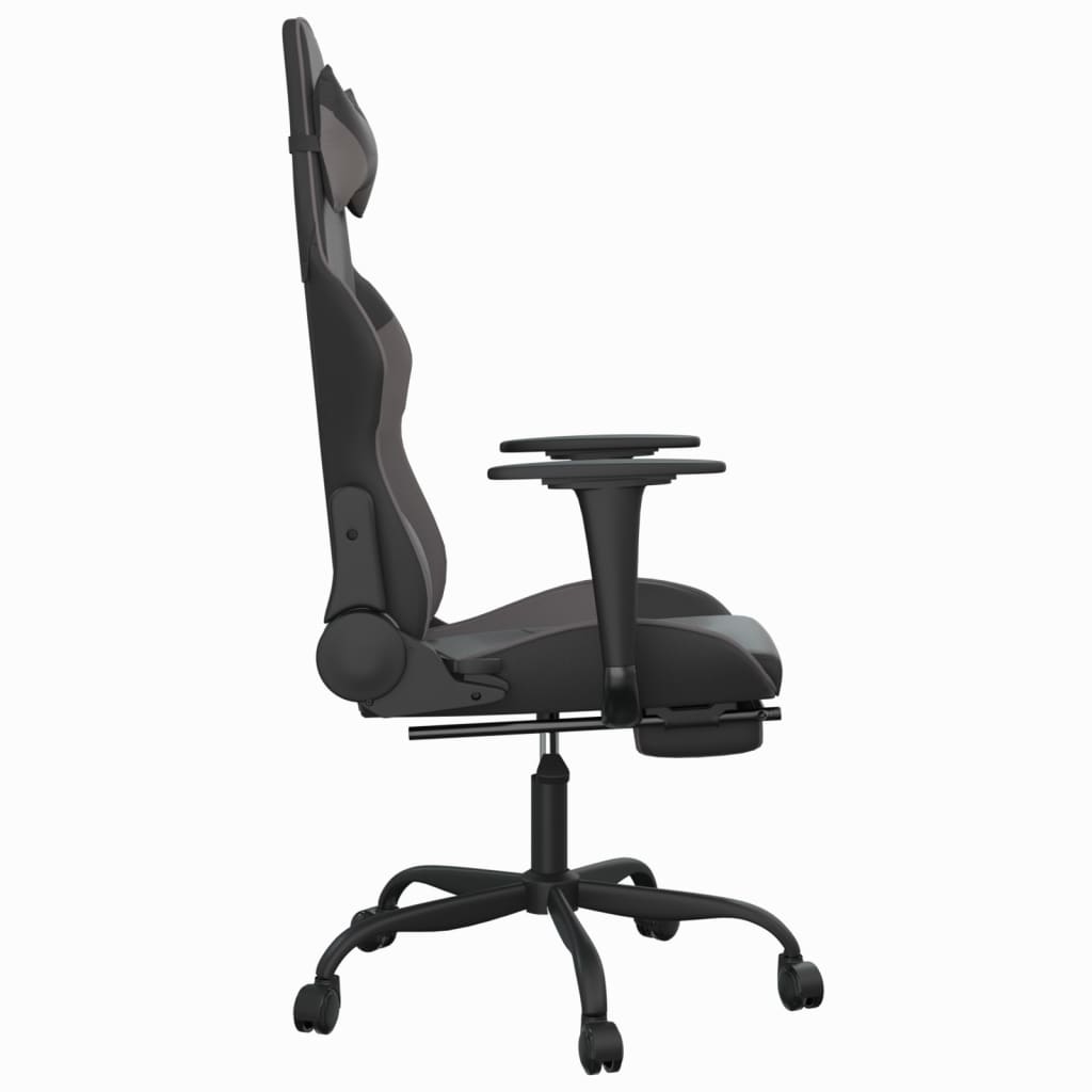vidaXL Gaming Chair with Footrest Black and Gray Faux Leather-2