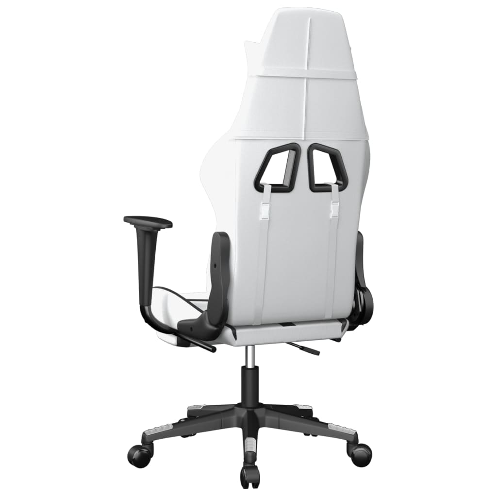 vidaXL Gaming Chair with Footrest White and Black Faux Leather-3