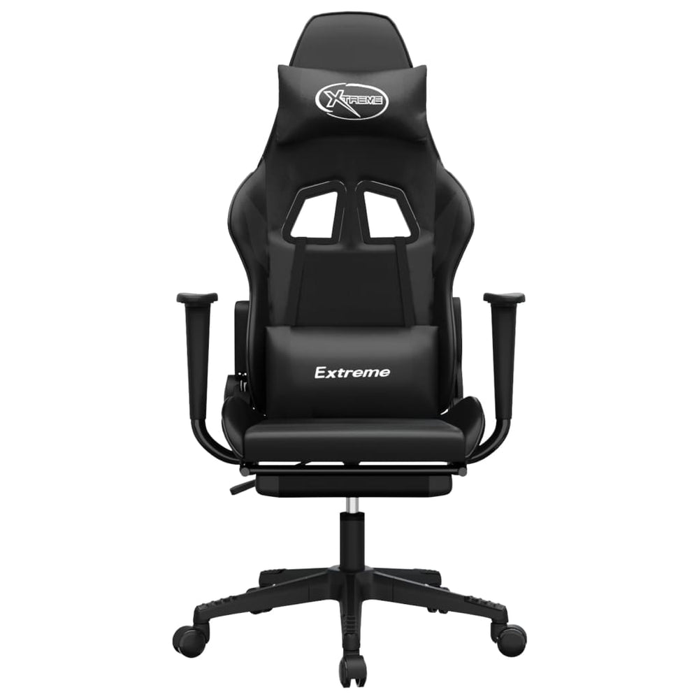 vidaXL Gaming Chair with Footrest Black Faux Leather-1
