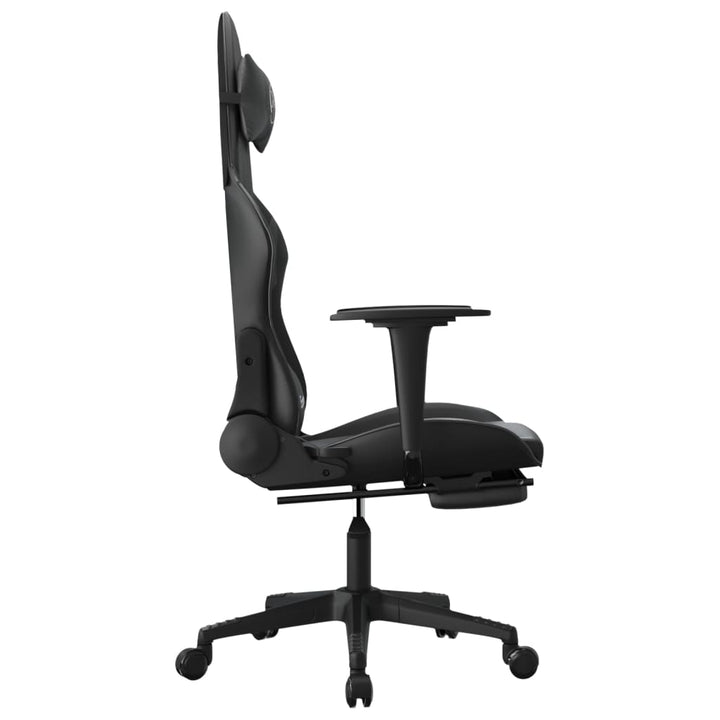 vidaXL Gaming Chair with Footrest Black Faux Leather-2
