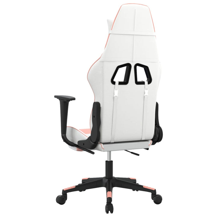 vidaXL Gaming Chair with Footrest White and Pink Faux Leather-3