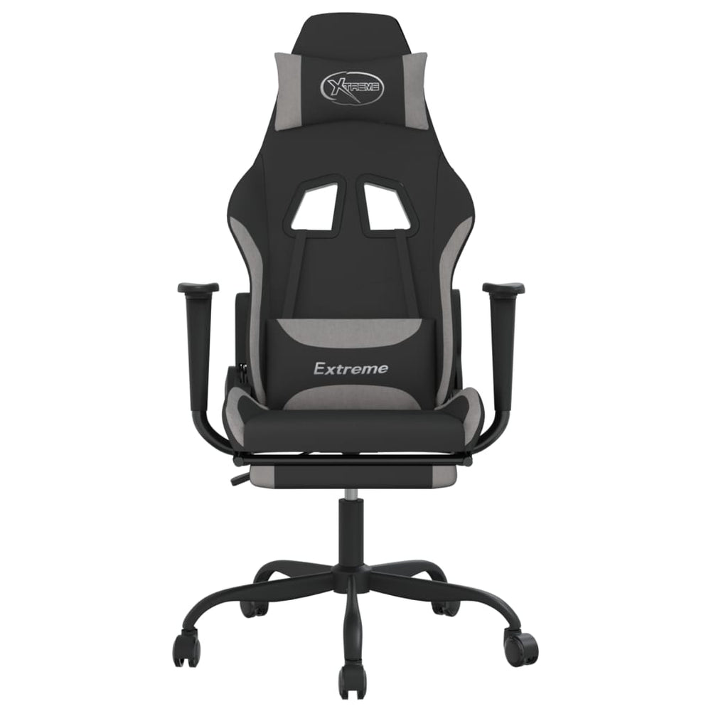 vidaXL Gaming Chair with Footrest Black and Light Gray Fabric-1