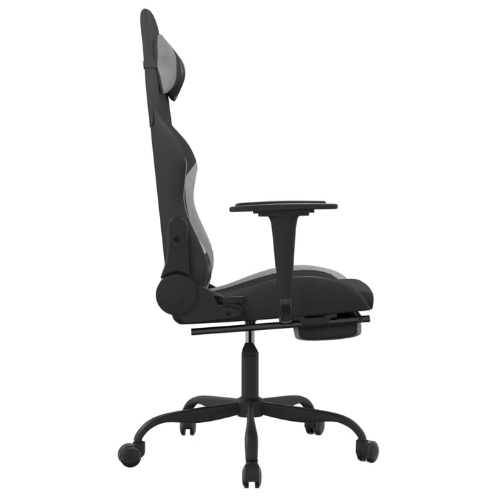 vidaXL Gaming Chair with Footrest Black and Light Gray Fabric-2