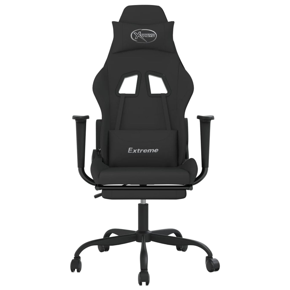 vidaXL Gaming Chair with Footrest Black Fabric-1