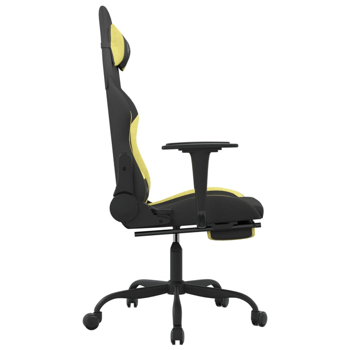 vidaXL Gaming Chair with Footrest Black and Light Green Fabric-2