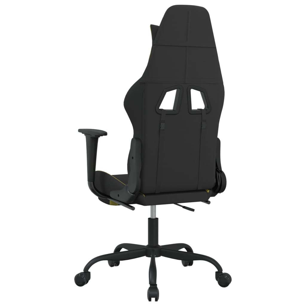 vidaXL Gaming Chair with Footrest Black and Light Green Fabric-3