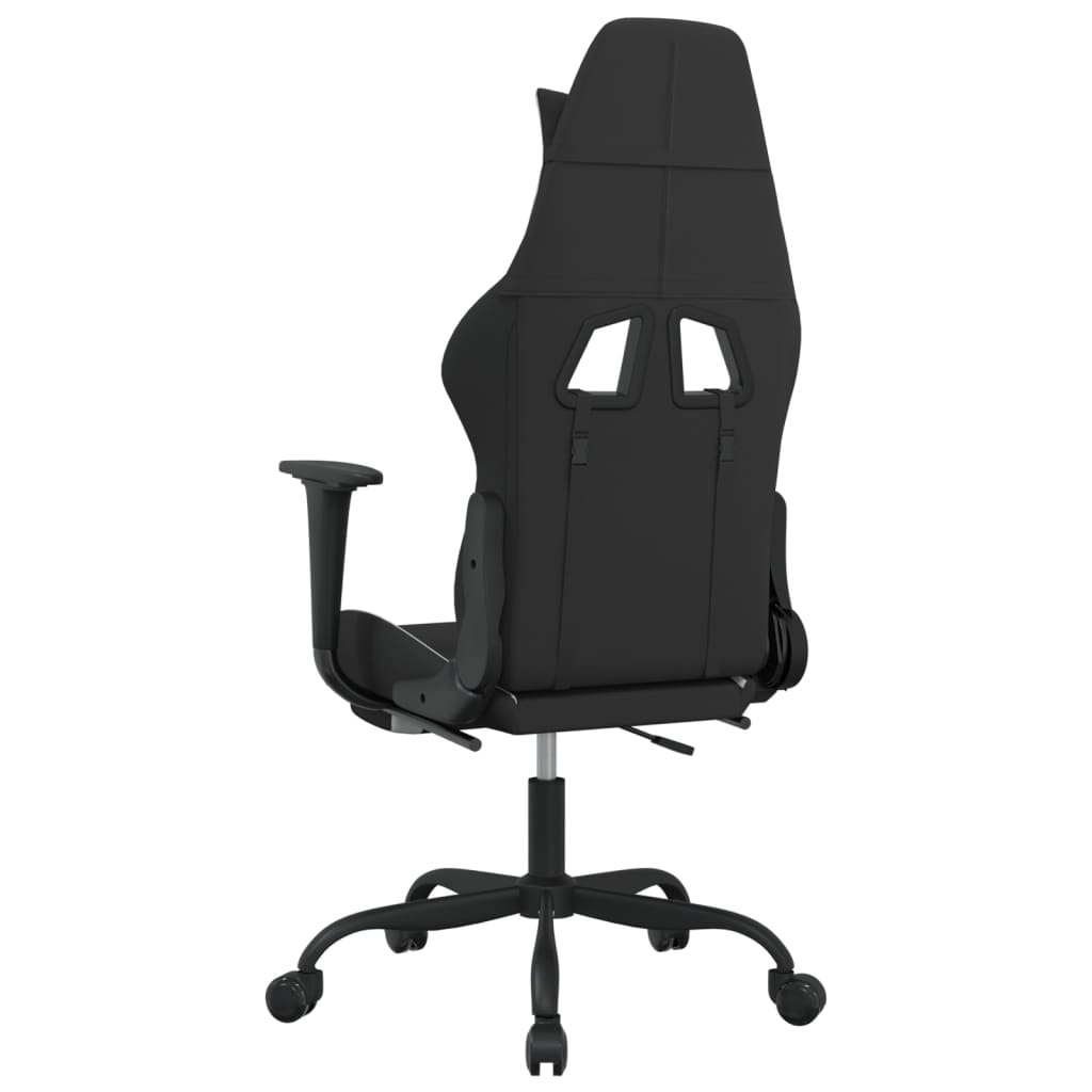 vidaXL Gaming Chair with Footrest Black and White Fabric-3