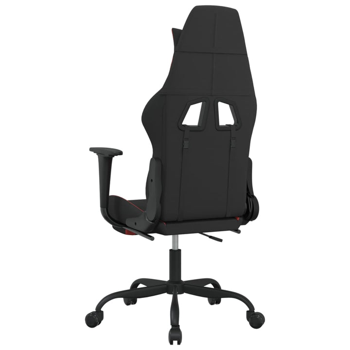 vidaXL Gaming Chair with Footrest Black and Red Fabric-3