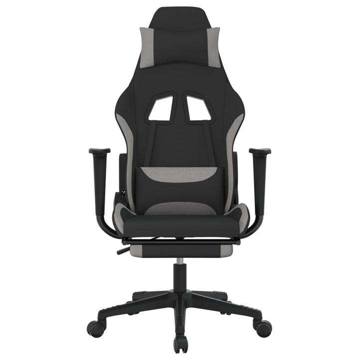 vidaXL Gaming Chair with Footrest Black and Light Gray Fabric-1