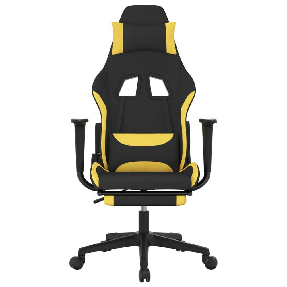vidaXL Gaming Chair with Footrest Black and Yellow Fabric-1