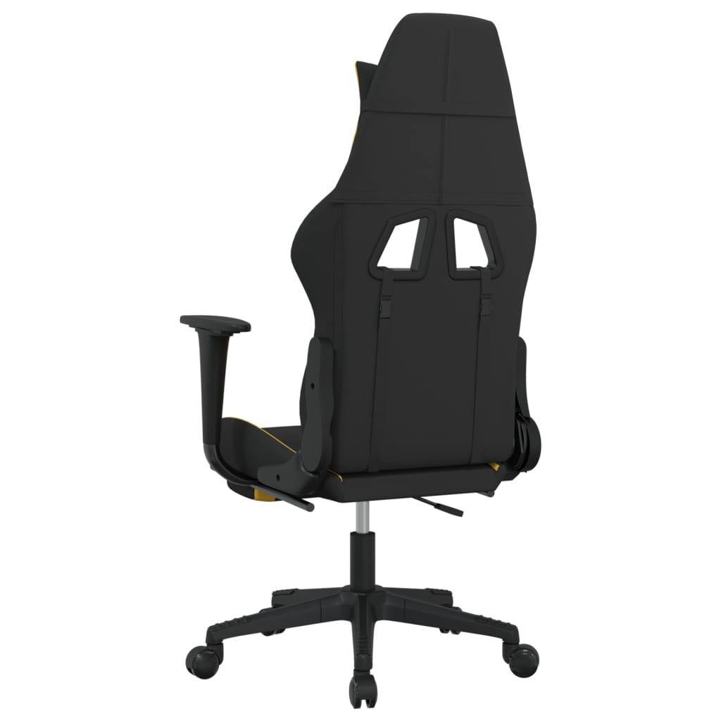 vidaXL Gaming Chair with Footrest Black and Yellow Fabric-3