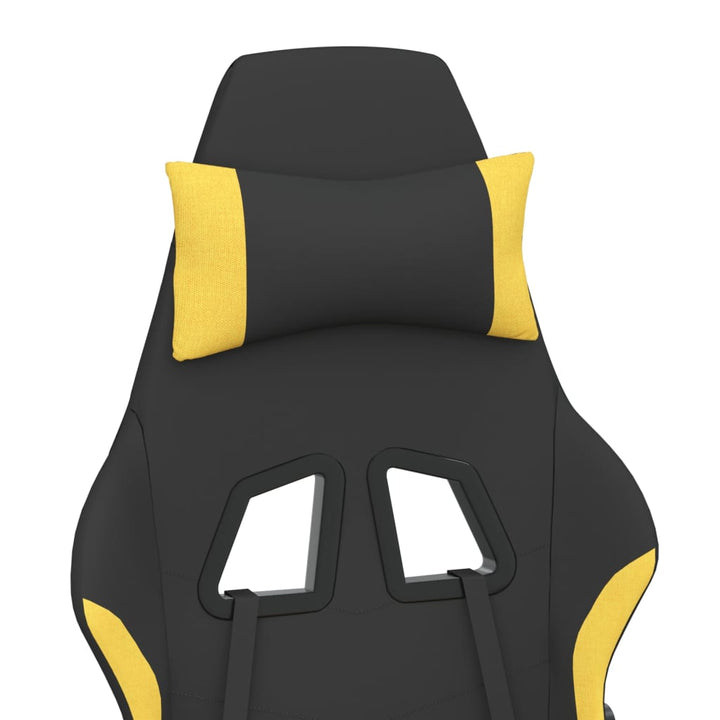 vidaXL Gaming Chair with Footrest Black and Yellow Fabric-7