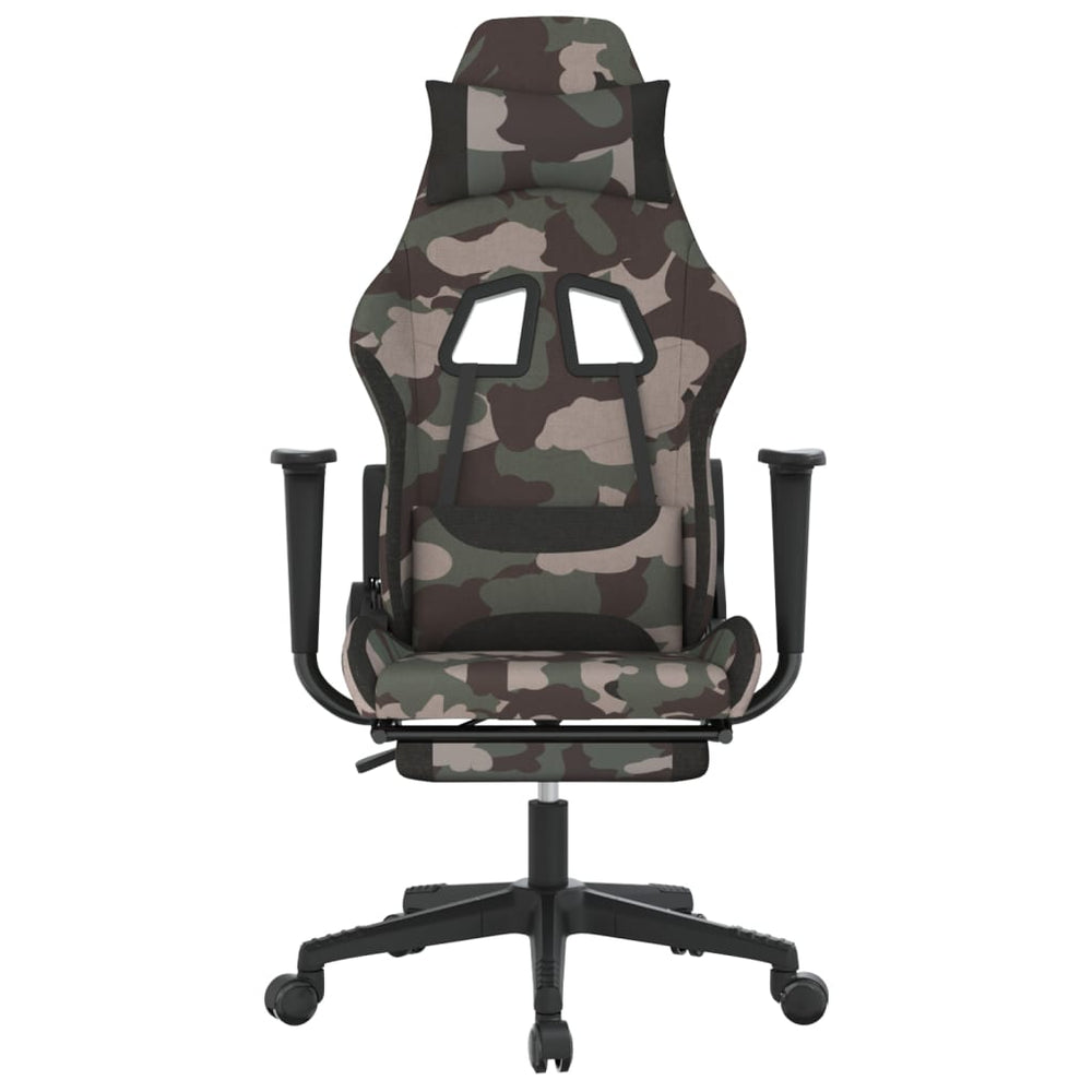 vidaXL Gaming Chair with Footrest Camouflage and Black Fabric-1