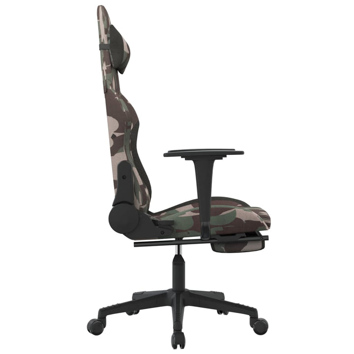 vidaXL Gaming Chair with Footrest Camouflage and Black Fabric-2