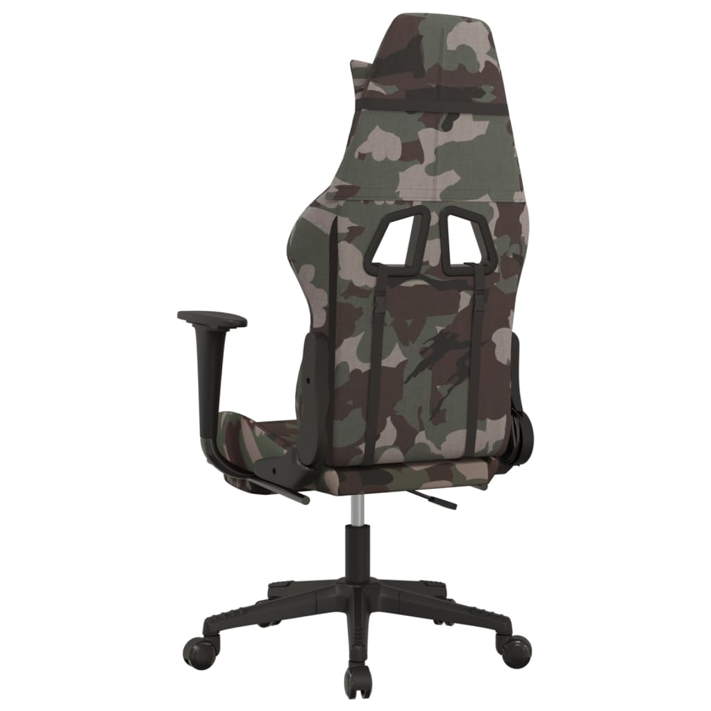vidaXL Gaming Chair with Footrest Camouflage and Black Fabric-3
