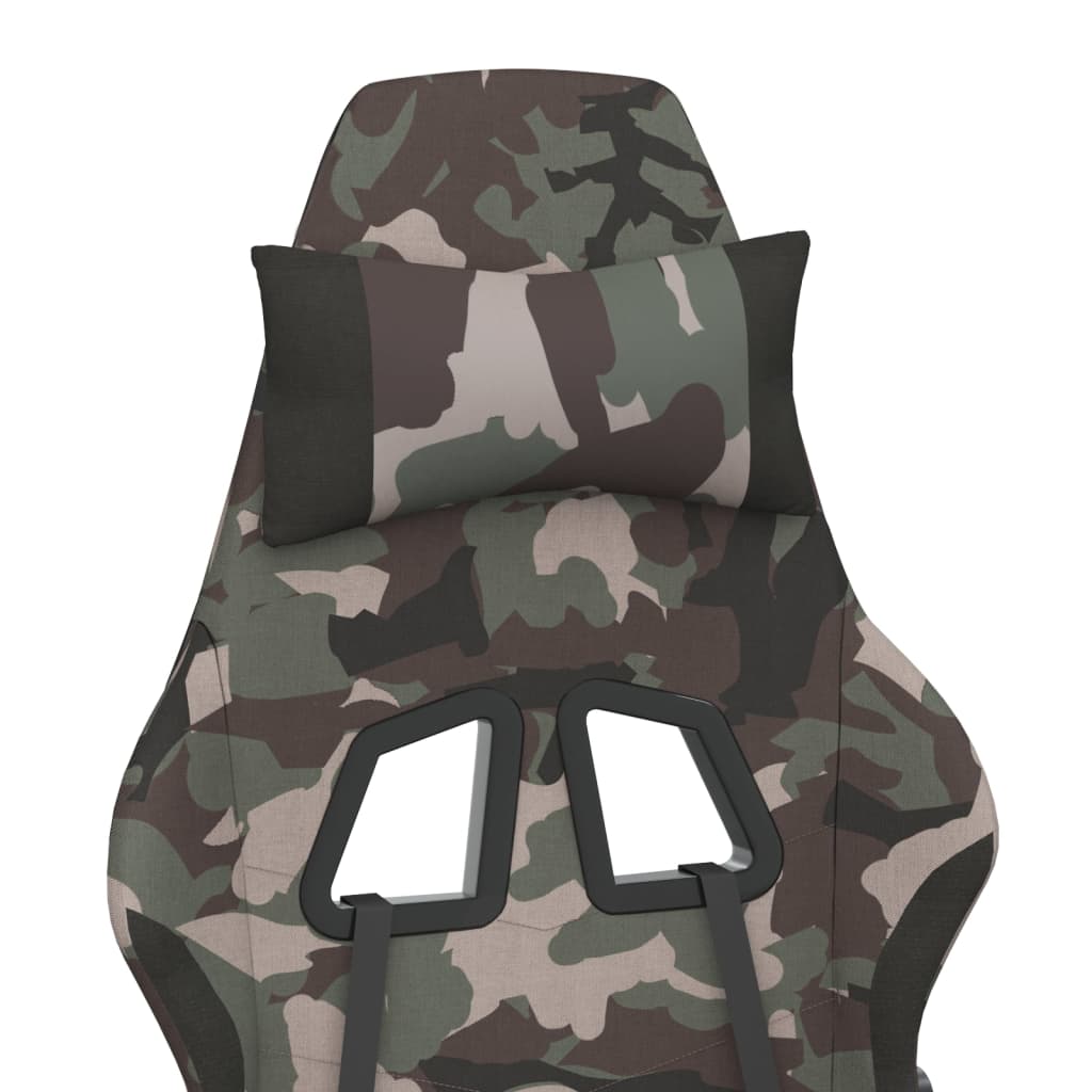 vidaXL Gaming Chair with Footrest Camouflage and Black Fabric-7