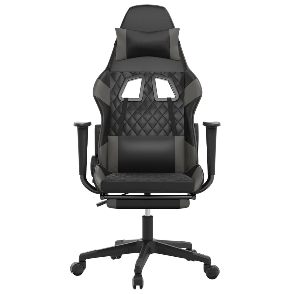 vidaXL Gaming Chair with Footrest Black and Gray Faux Leather-1