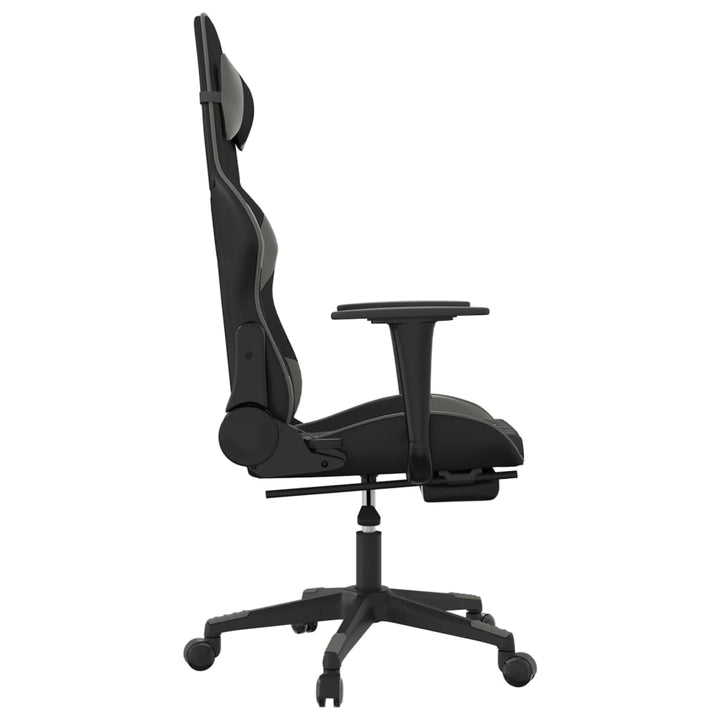 vidaXL Gaming Chair with Footrest Black and Gray Faux Leather-2