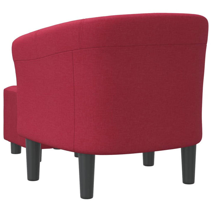 vidaXL Tub Chair with Footstool Wine Red Fabric-4