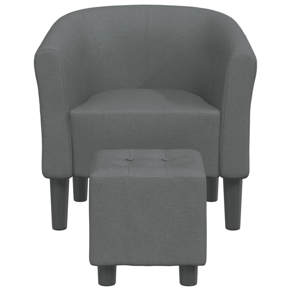 vidaXL Tub Chair with Footstool Dark Gray Fabric-1