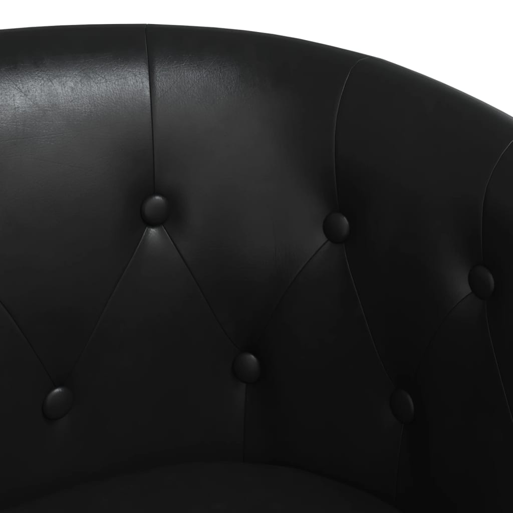 vidaXL Tub Chair with Footstool Black Faux Leather-4