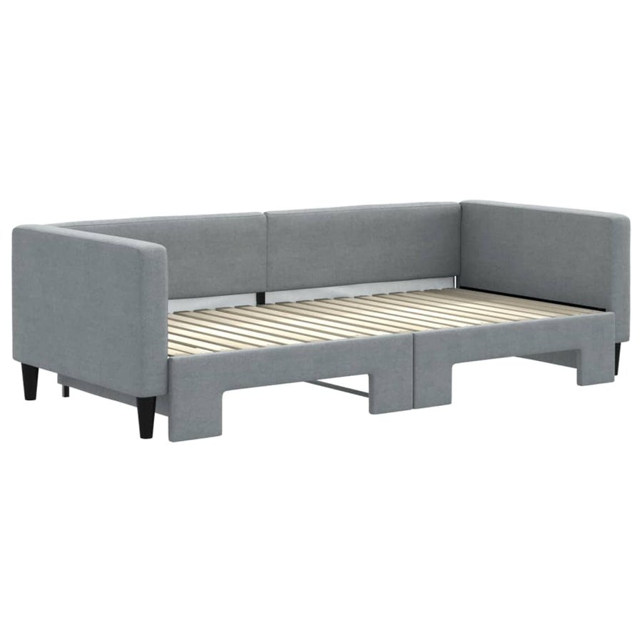 vidaXL Daybed with Trundle Light Gray 39.4"x74.8" Fabric-0