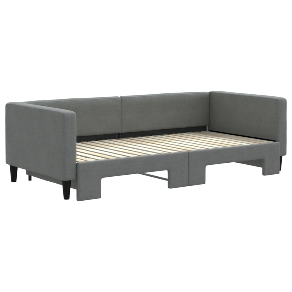 vidaXL Daybed with Trundle Dark Gray 39.4"x74.8" Fabric-1