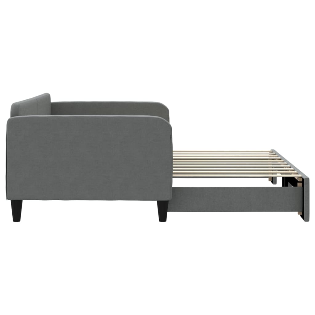 vidaXL Daybed with Trundle Dark Gray 39.4"x74.8" Fabric-2