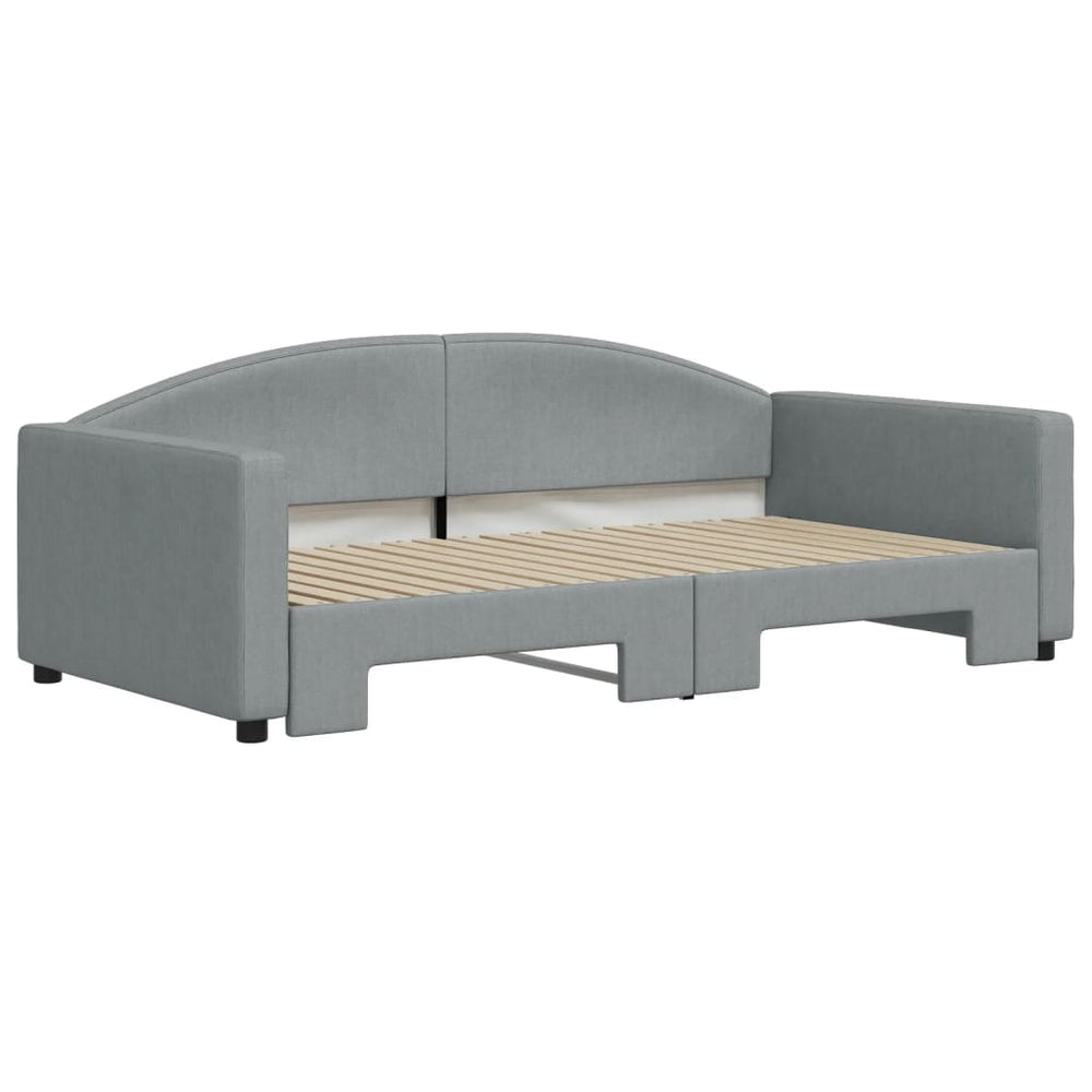 vidaXL Daybed with Trundle Light Gray 39.4"x74.8" Fabric-1