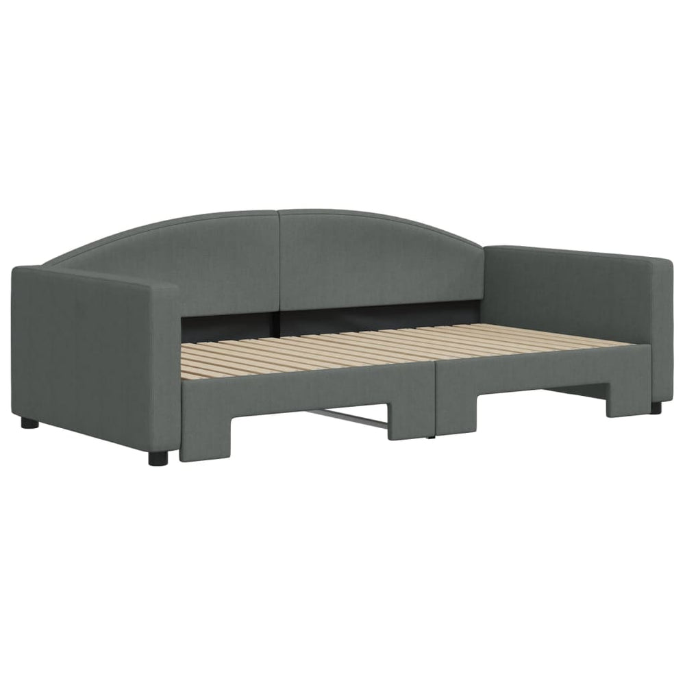 vidaXL Daybed with Trundle Dark Gray 39.4"x74.8" Fabric-1