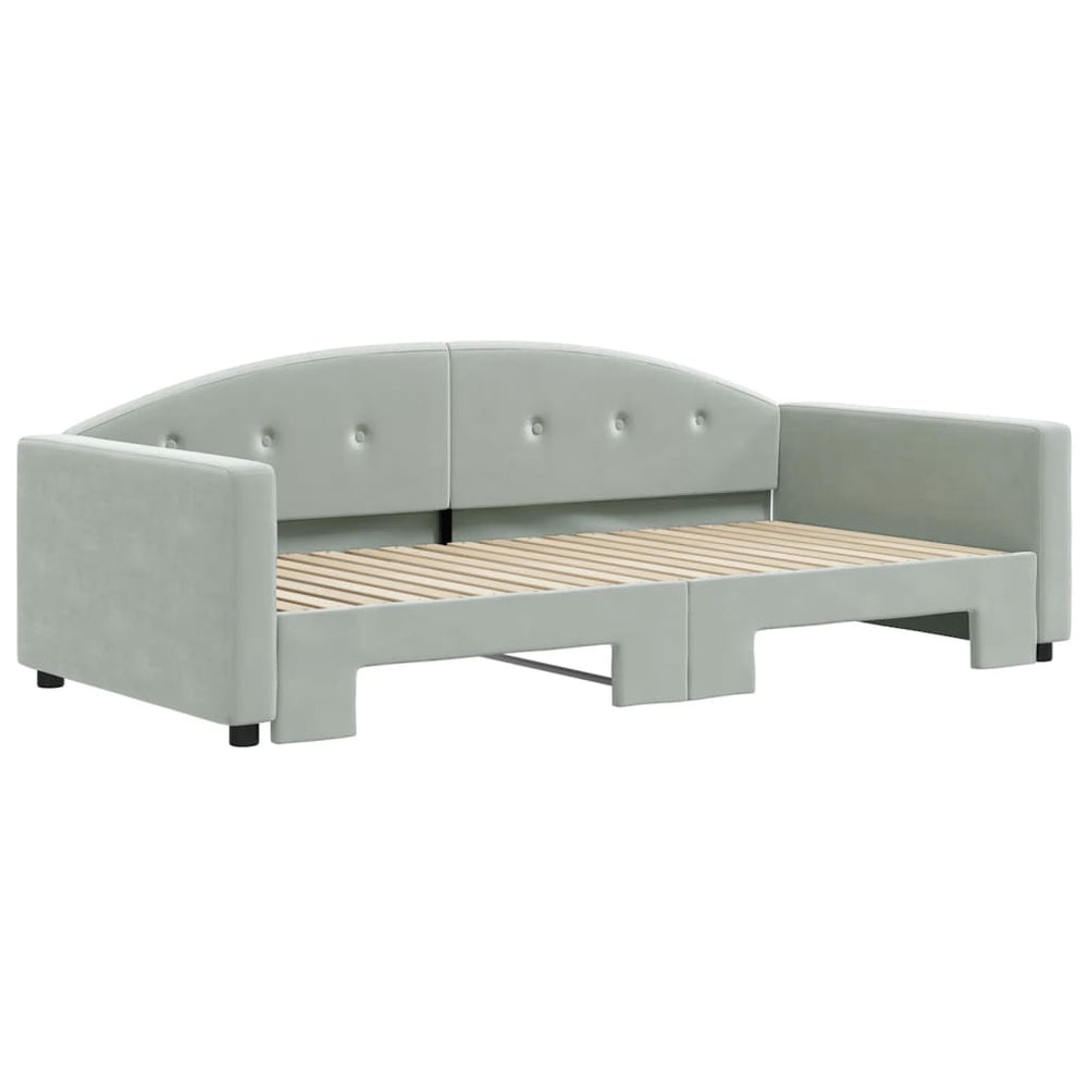 vidaXL Daybed with Trundle Light Gray 39.4"x74.8" Velvet-1