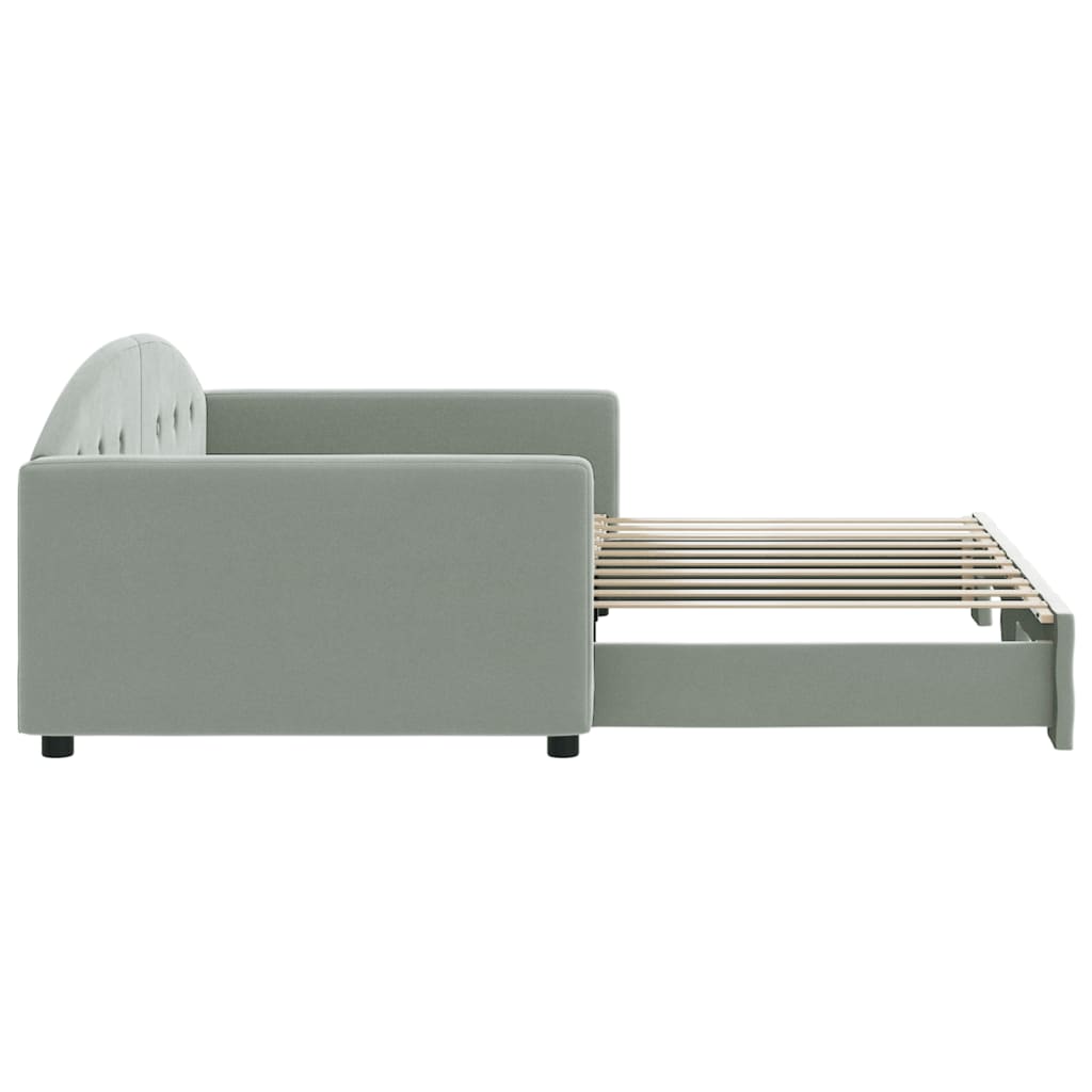 vidaXL Daybed with Trundle Light Gray 39.4"x74.8" Velvet-2