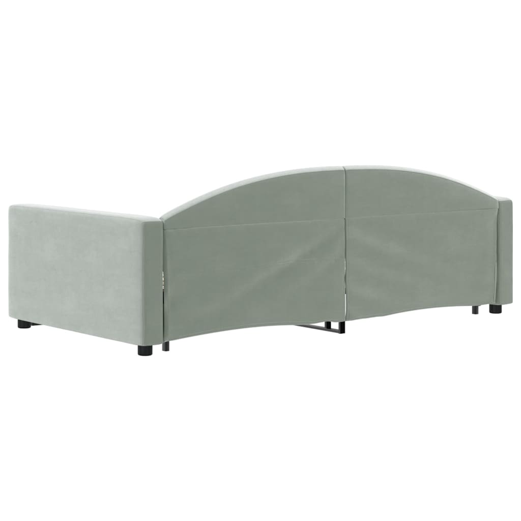 vidaXL Daybed with Trundle Light Gray 39.4"x74.8" Velvet-3