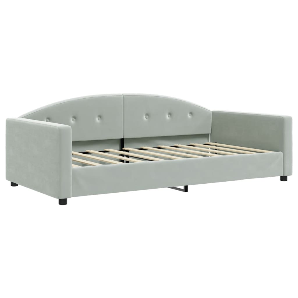 vidaXL Daybed with Trundle Light Gray 39.4"x74.8" Velvet-4