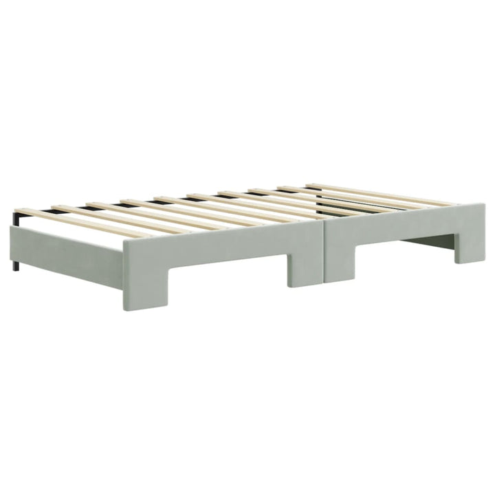 vidaXL Daybed with Trundle Light Gray 39.4"x74.8" Velvet-6
