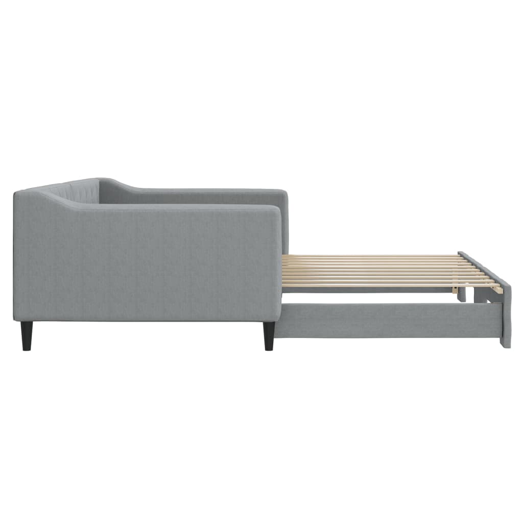 vidaXL Daybed with Trundle Light Gray 39.4"x74.8" Fabric-2