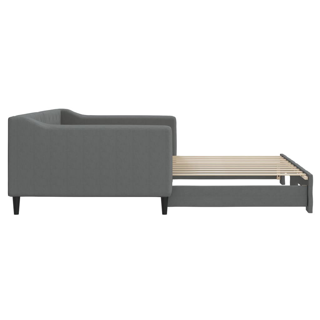 vidaXL Daybed with Trundle Dark Gray 39.4"x74.8" Fabric-2