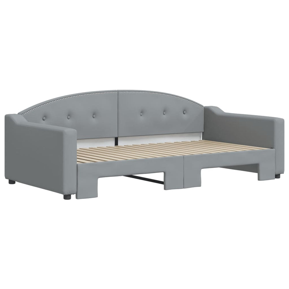 vidaXL Daybed with Trundle Light Gray 39.4"x74.8" Fabric-1