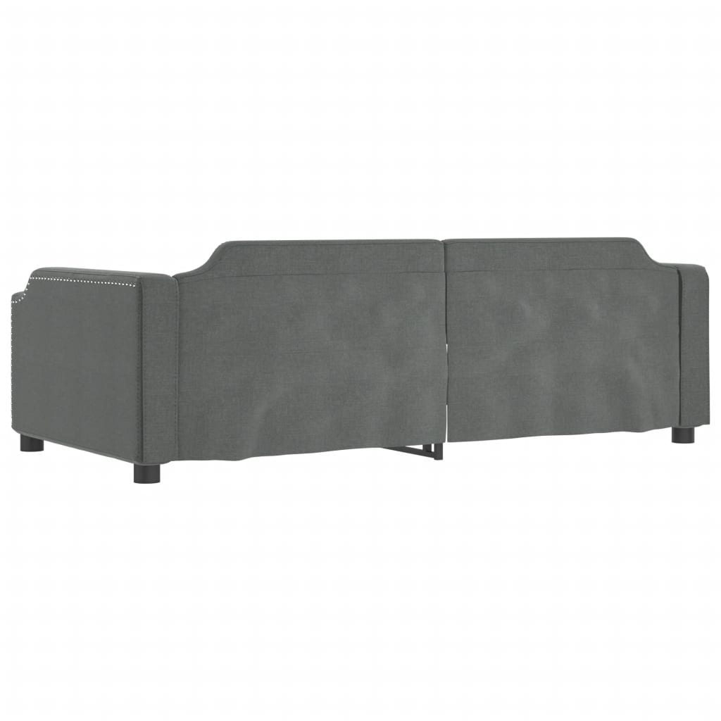 vidaXL Daybed with Trundle Dark Gray 39.4"x74.8" Fabric-5