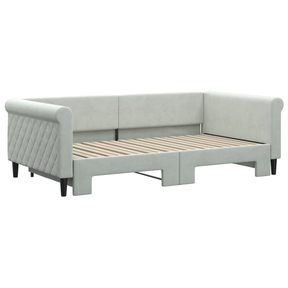 vidaXL Daybed with Trundle Light Gray 39.4"x74.8" Velvet-1