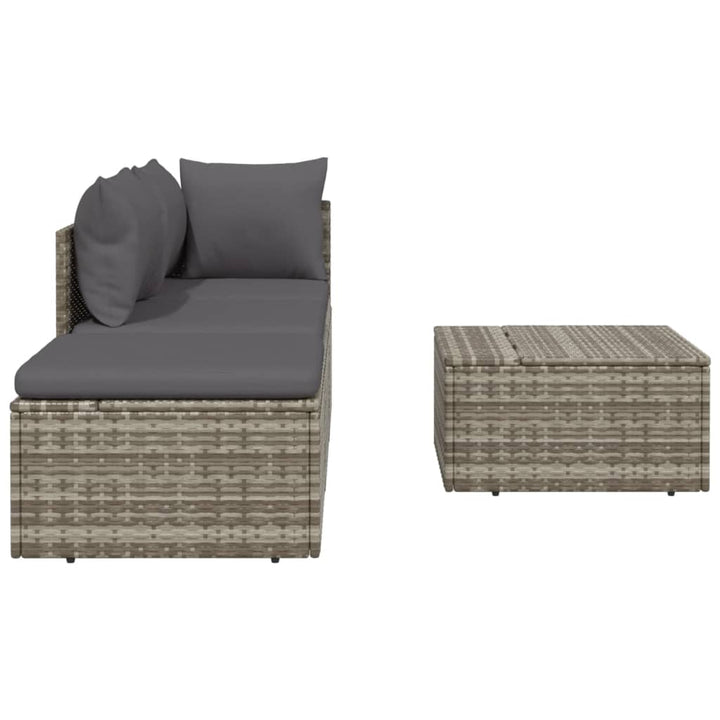 vidaXL 4 Piece Patio Lounge Set with Cushions Gray Poly Rattan-5