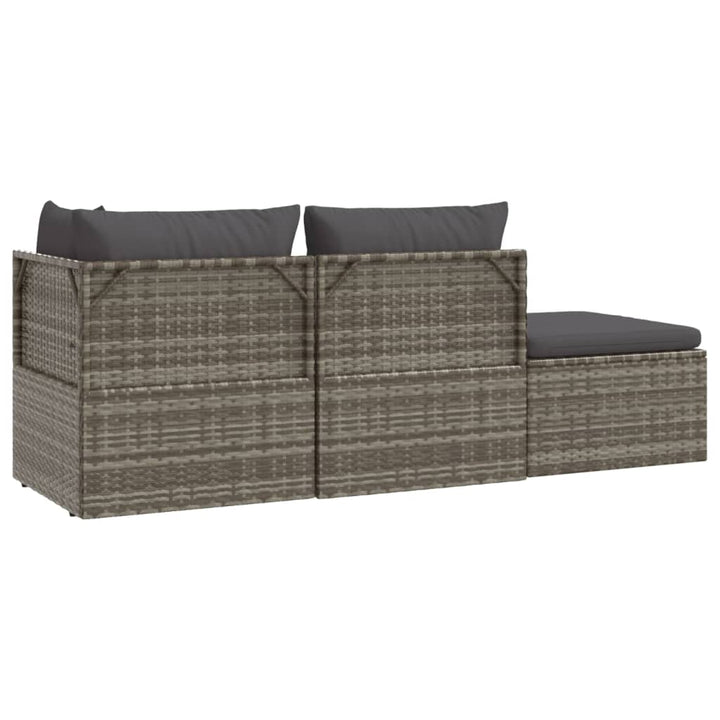 vidaXL 4 Piece Patio Lounge Set with Cushions Gray Poly Rattan-6