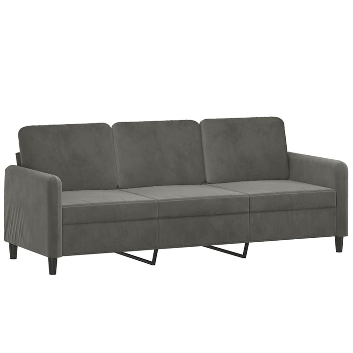 vidaXL 3 Piece Sofa Set with Throw Pillows&Cushions Dark Gray Velvet-4